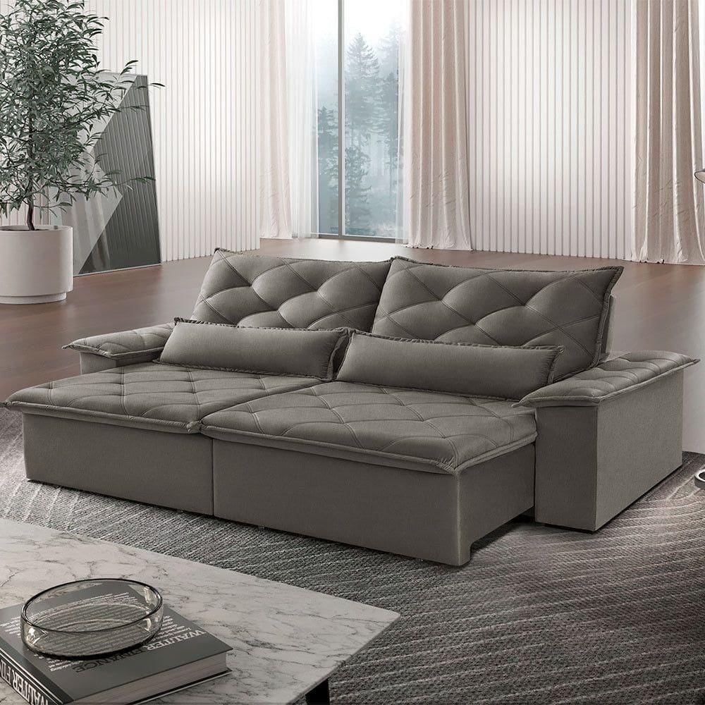 Sofá Melt 02 Módulos De 100cm Br 25cm Meu Sofá Online A231 Linho Cinza Escuro
