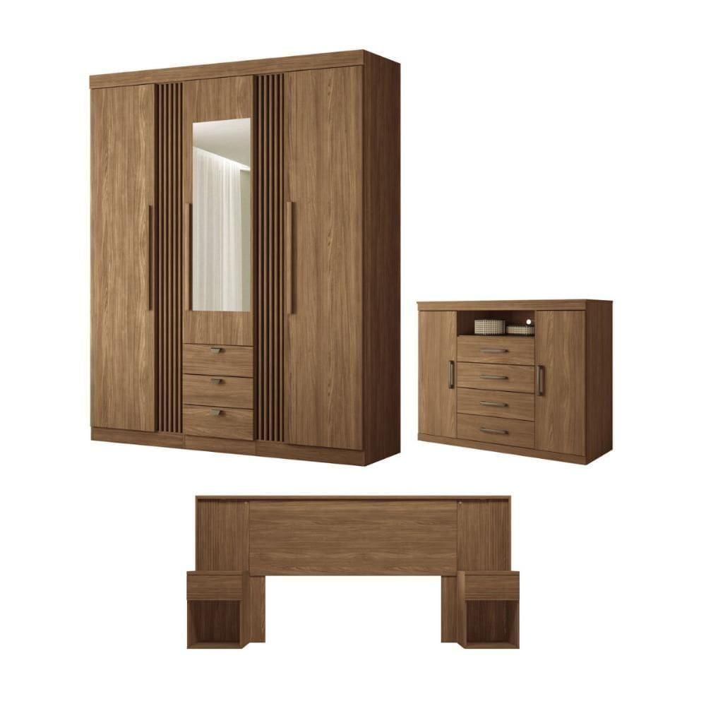 Jogo De Quarto Completo Melbourne Com Espelho Jatoba