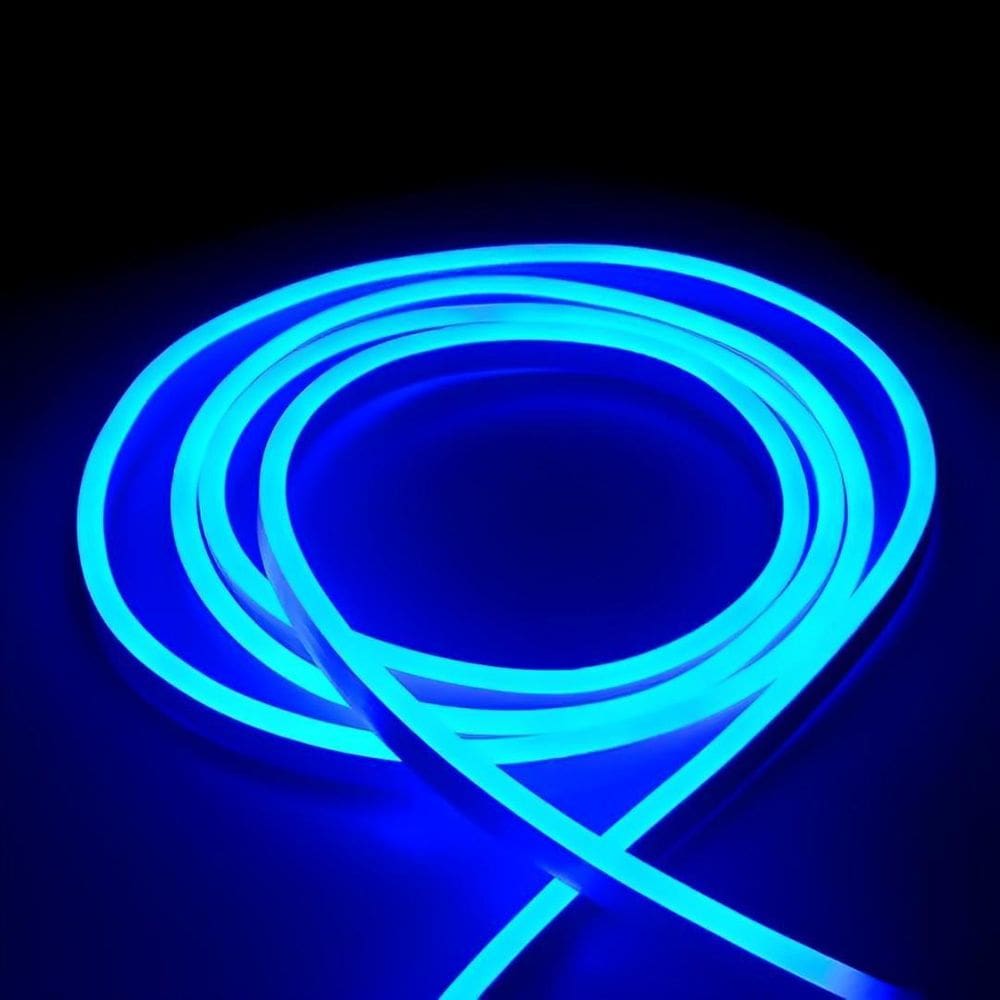 Fita Led Neon 5M 12V, Corte 2,5Cm, - Azul -Com Fonte