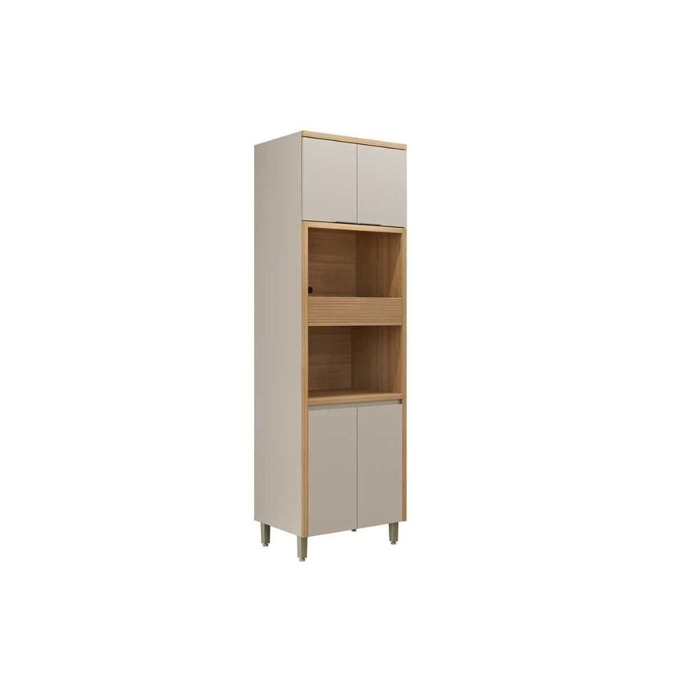 Paneleiro de Cozinha Allure c/ 5 Portas e 2 Nichos p/ Fornos 70cm Jequitiba/Gris Fosco - Linea Brasil