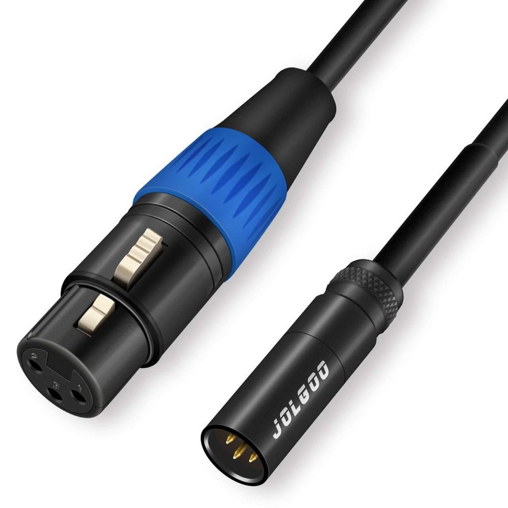 Cabo de áudio JOLGOO Mini XLR macho para XLR fêmea 1m