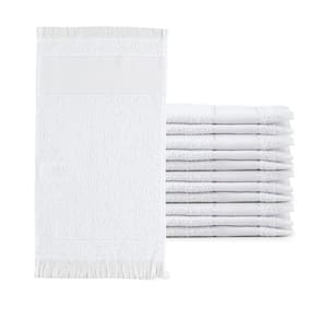 Toalhas Social Franjinha Felpuda Branco Kit 12 Unidades