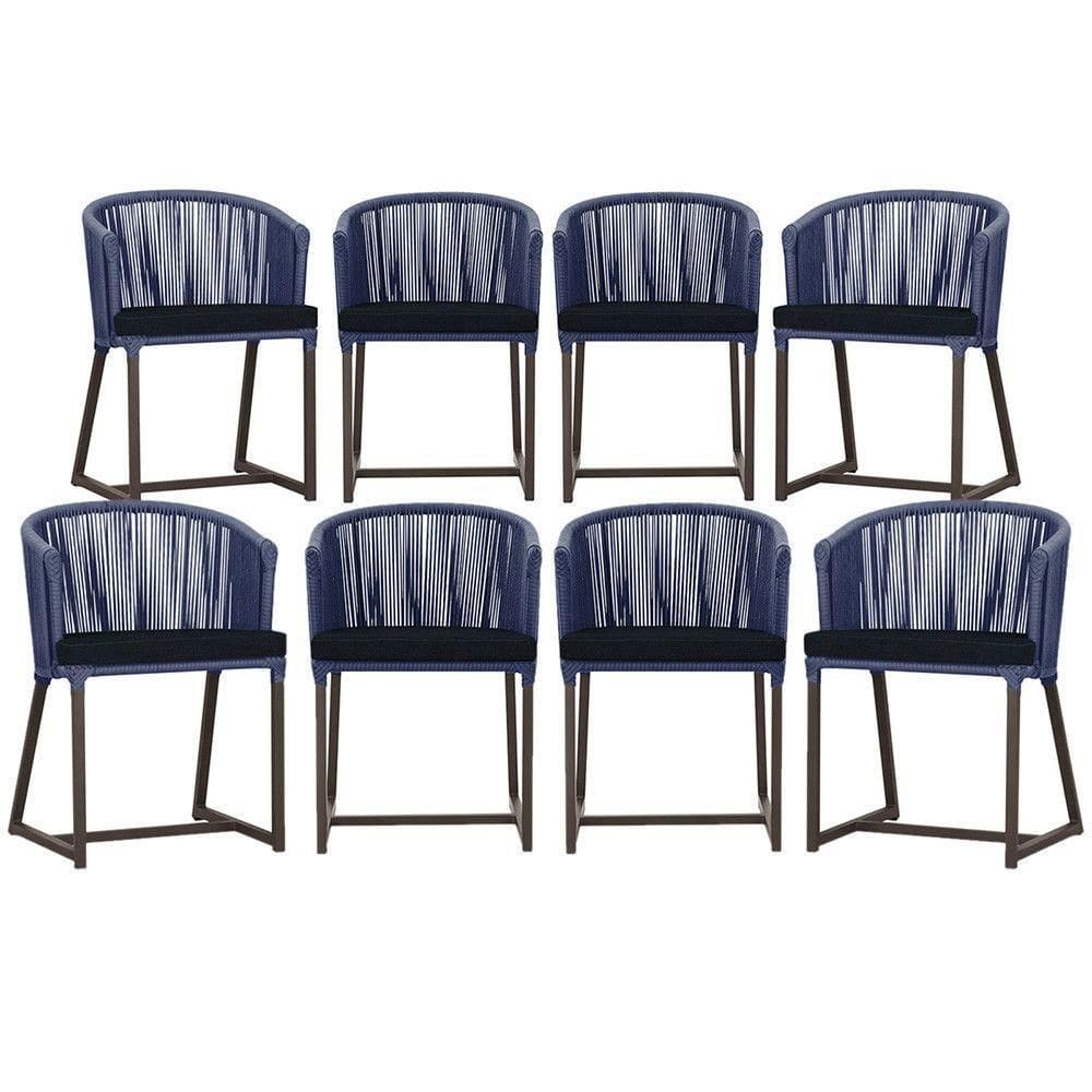 8 Cadeiras De Jantar área Noronha Marrom E12 Trama autêntico Azul