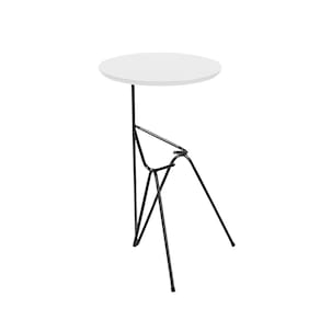 Mesa De Canto Lateral Mesinha Bambino Preto - Branco