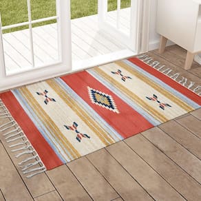 1 Tapete Capacho Kilim India 100% Algodão 60X90 M07