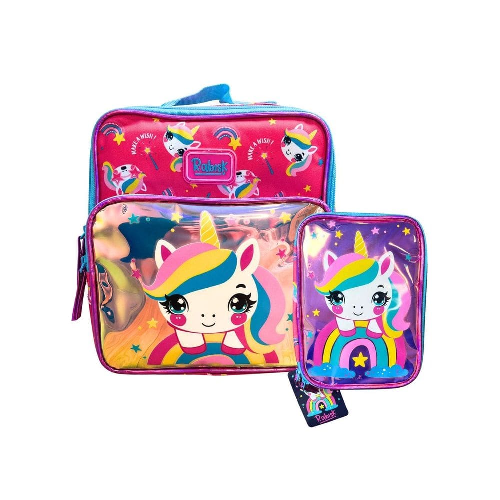 Kit Escolar Lancheira + Estojo Box Rabisk Unicornio - Rosa