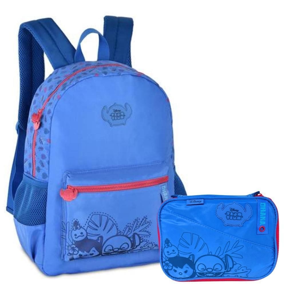Kit Mochila De Costas Stitch Disney Clio Ts24632 Azul-Rosa