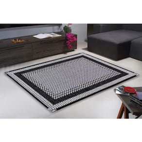 Tapete Sisal Sala Quarto 1,00x1,50 Antiderrapante Preto-cinza S-587