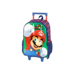 Mochila De Rodas Super Mario Escolar Passeio Azul Meninos
