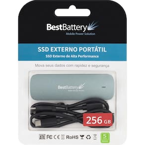Ssd Bestbattery Externo Nvme 256Gb 1700Mb/S Gravação Usb