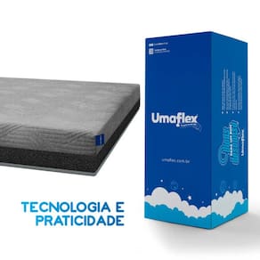 Colchão Fit Visco Casal Espuma D-28 Cinza a Vácuo Umaflex