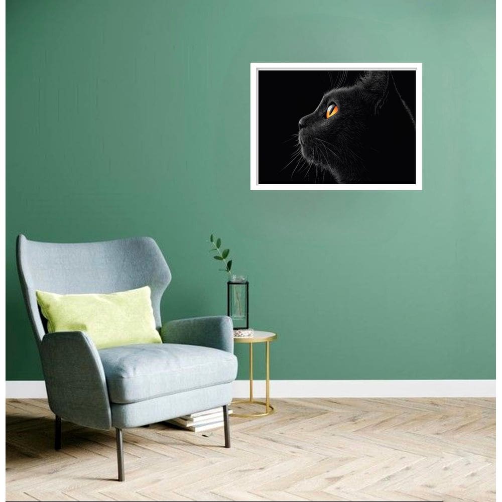 Quadro Decorativo Gato Preto Olhar - 50X70Cm