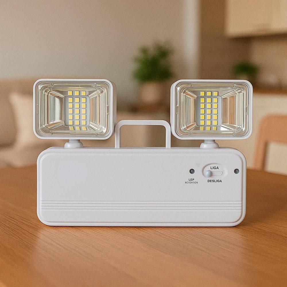 Luminária Emergência Led Bivolt 110220V Ajustável 360 Graus