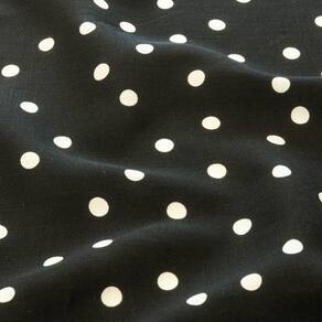 Viscolinho Estampado Poá Branca/Fundo Preto - 1,50m