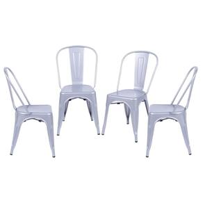 Kit 4 Cadeiras para Sala de Jantar Retrô Cinza