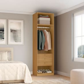 Closet Modulado sem Portas com Gavetas 70cm Altezza Freijó