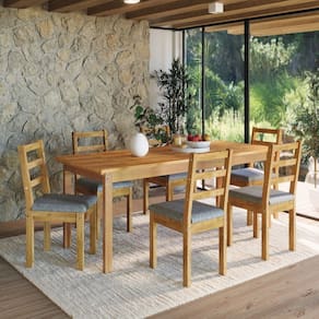 Conjunto para Jardim Madeira Maciça Mesa 160x78cm Cadeiras Assento Estofado Itália Cera Mel/Café