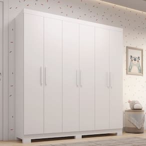 Guarda-roupa Infantil 6 Portas 164,10cm X 188cm 100% Mdf Stellari Espresso Móveis Branco