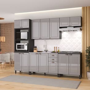 Cozinha Completa Paris 5 Peças sem Tampo Cinza/Titânio