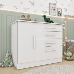 Cômoda Infantil 1 Porta 4 Gavetas 104cm Harmonia Espresso Móveis Neve