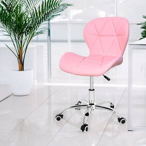 Cadeira de Escritório com Base Giratória Estofada Slim Vegas Rosa Quartzo