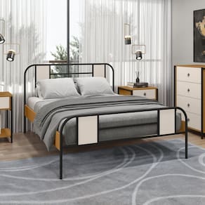Cama Casal Tubular 145cm X 102cm Sevilha Preto /Marrom /Off White