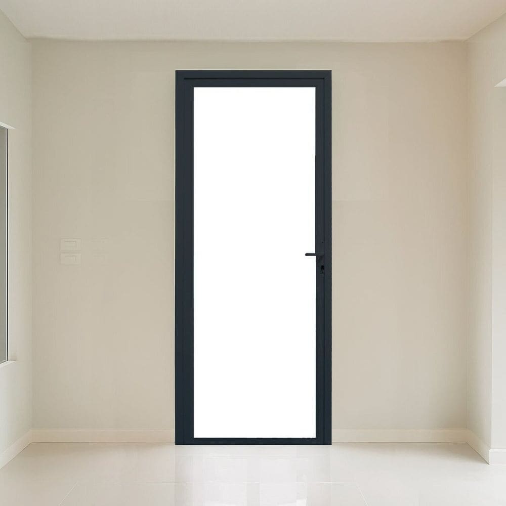 Porta Vidro Direita 1 Folha Vidro Segurança 0,6cm 80cm X 215cm Fábrica do Alumínio Preto