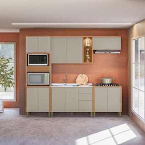 Cozinha Completa 5 Peças com Torre Quente Allure Jequitibá/Gris Fosco