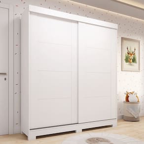 Guarda-roupa Infantil 2 Portas de Correr Flex Color 160cm X 200cm 100% Mdf Fantelli Espresso Móveis Branco