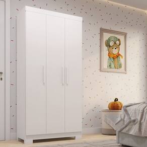 Guarda-roupa Infantil 3 Portas 82,60cm X 188cm 100% Mdf Stellari Espresso Móveis Branco/Rosa/Azul/Lilas