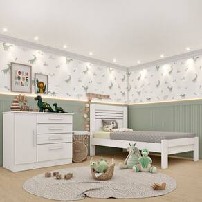 Conjunto Infantil com Cama 100% MDF e Cômoda Harmonia Espresso Móveis Neve