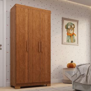 Guarda-roupa Infantil 3 Portas 82,60cm X 188cm 100% Mdf Stellari Espresso Móveis Cinamomo