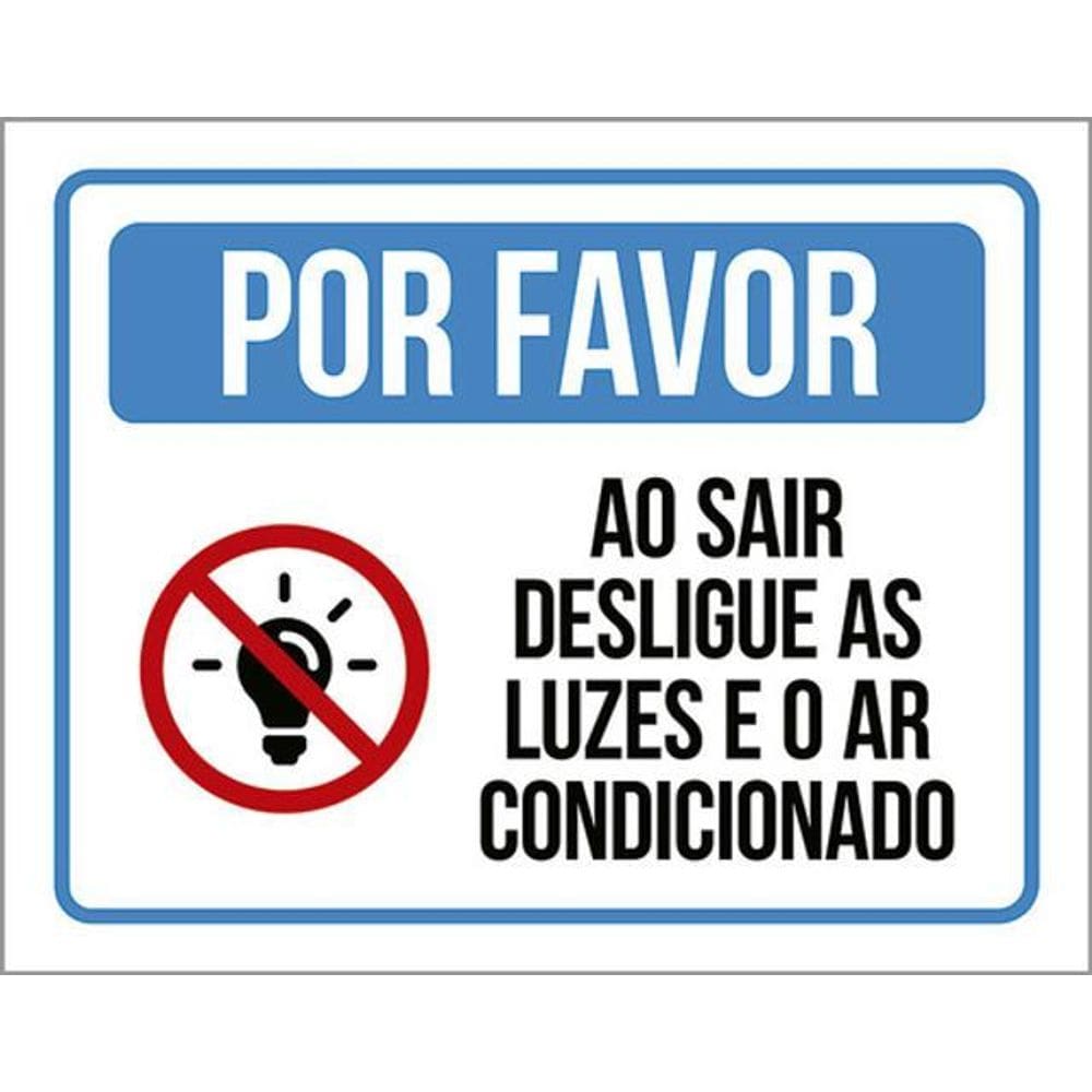Kit 5 Placas Sinalização - Por Favor Azul Ar Condicionado
