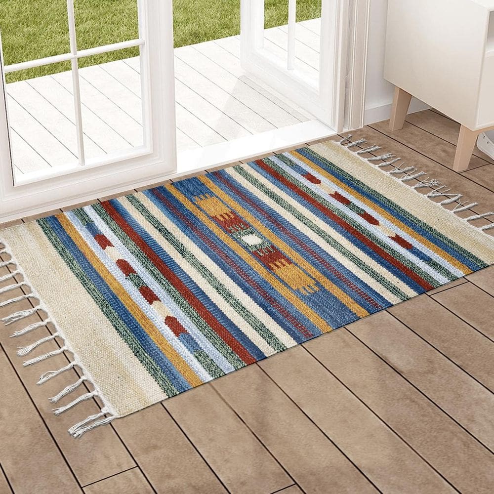 1 Tapete Capacho Kilim India 100% Algodão 60X90 M08