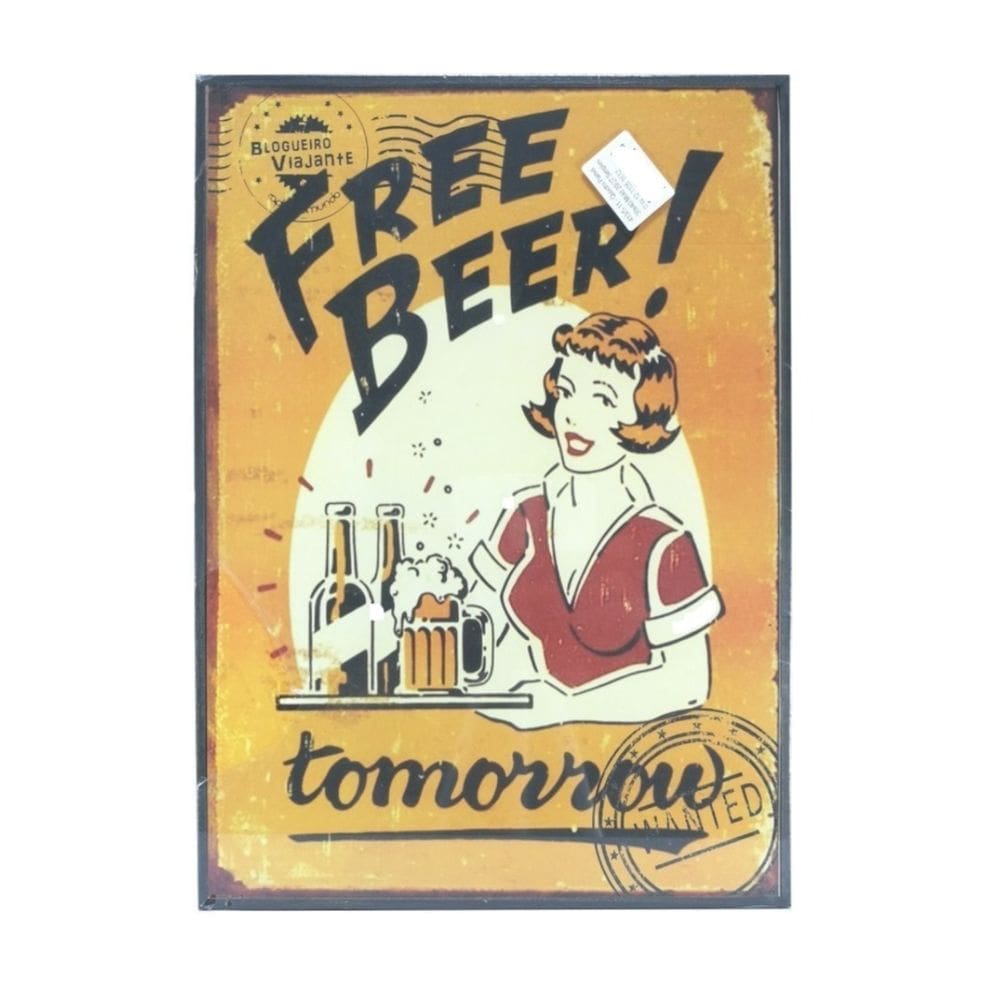 Quadro Decorativo Free Beer Tomarrow Decorativo 30x40cm