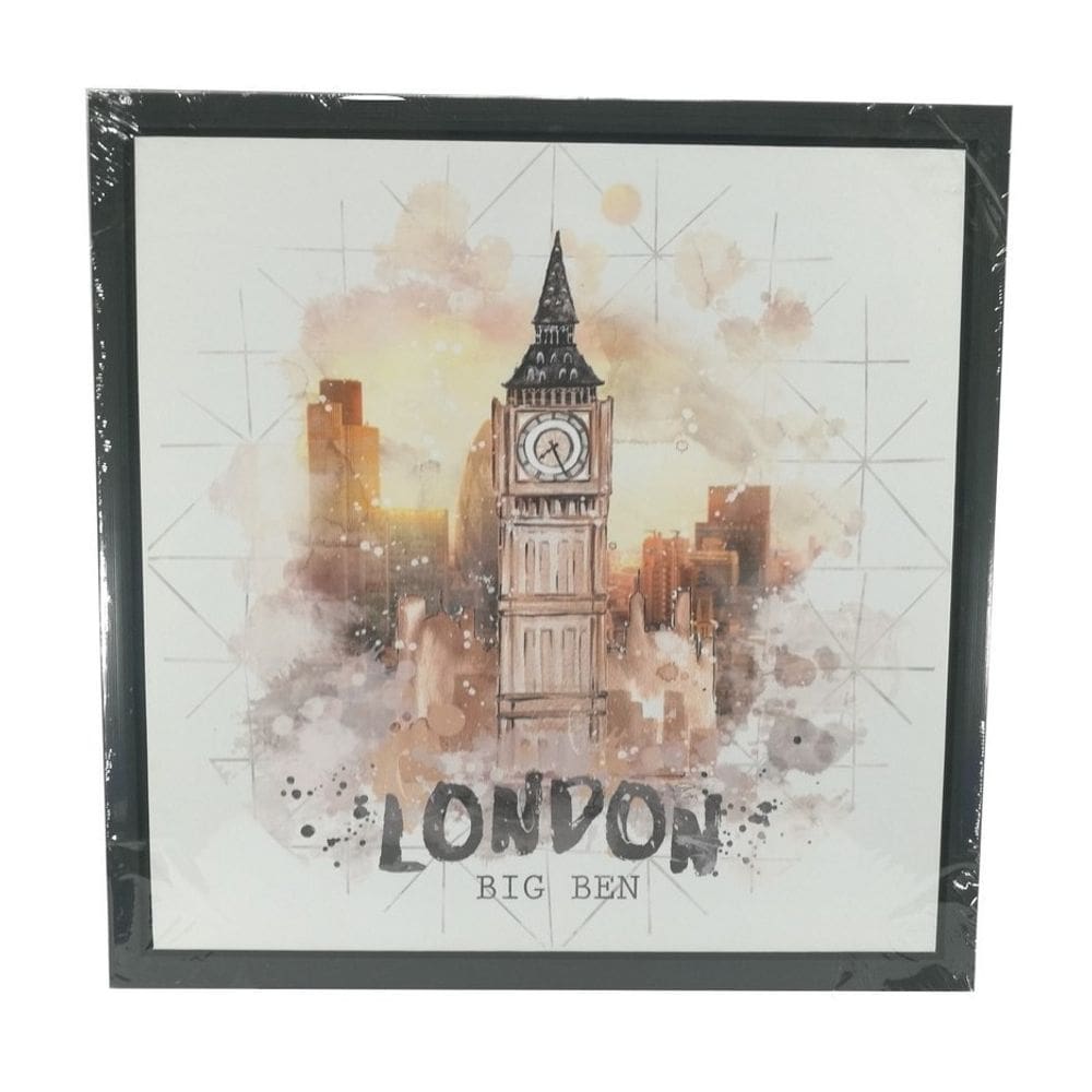 Quadro em canvas preto London - Big Ben 40x40 cm