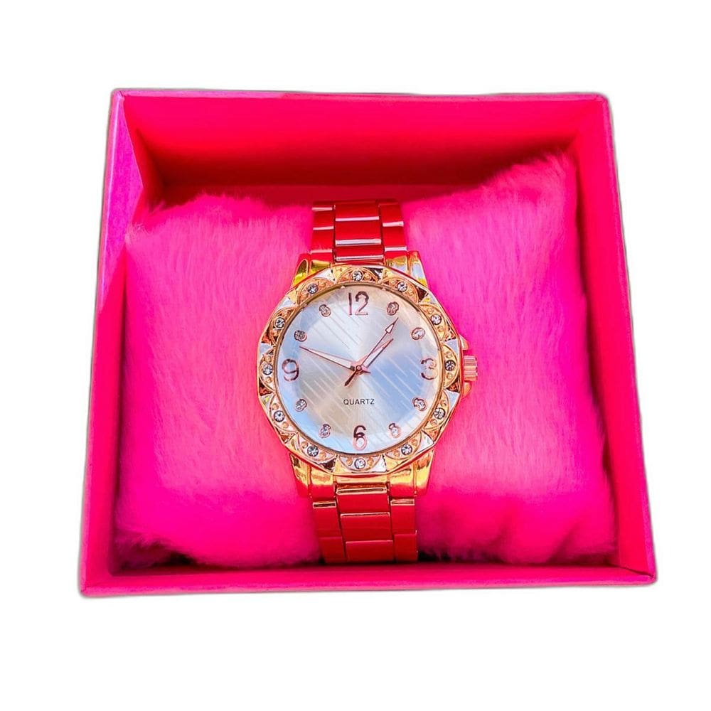 Relógio Feminino Rosa Com Caixa E
