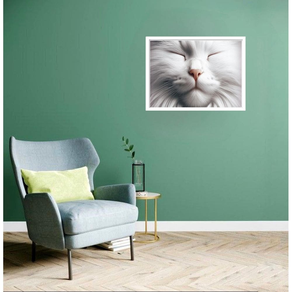 Quadro Decorativo Gato Olhos Fechados - 50X70Cm