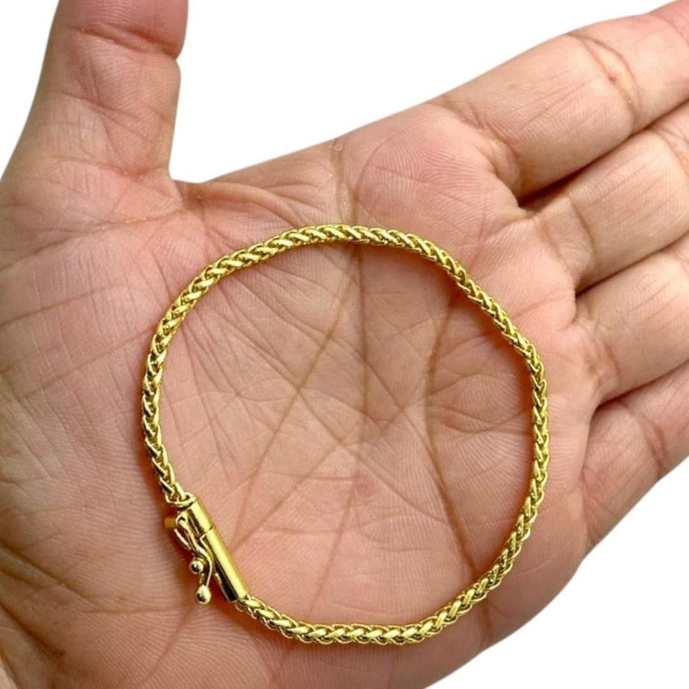 Pulseira Peruana 3Mm Banhado A Ouro 18K Estilo Fino