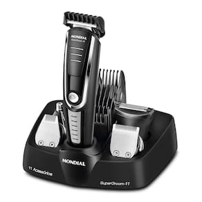 Aparador de Pelos Super Groom 11 Mondial Preto e Prata 5W BG-05