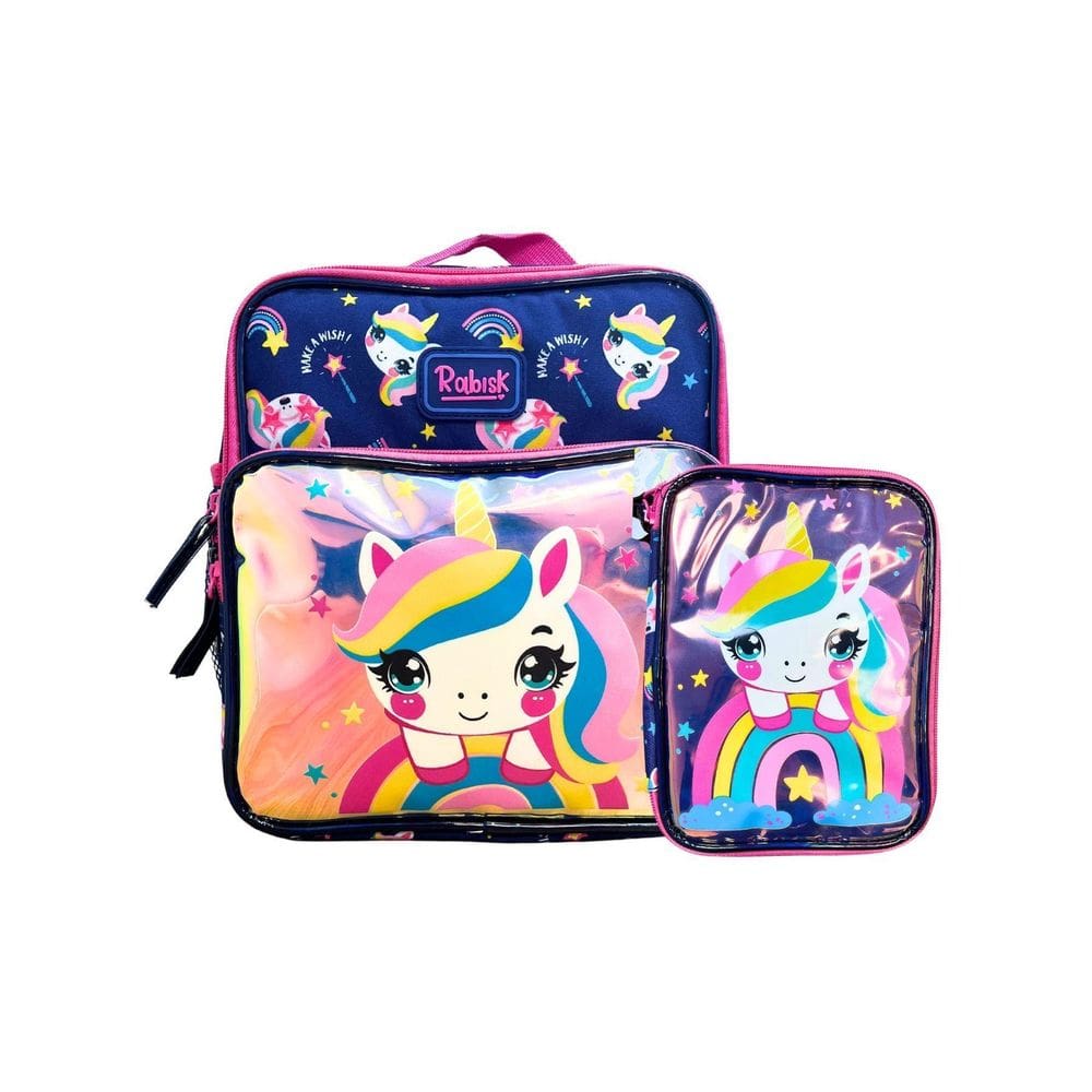 Kit Escolar Lancheira + Estojo Box Rabisk Unicornio - Azul