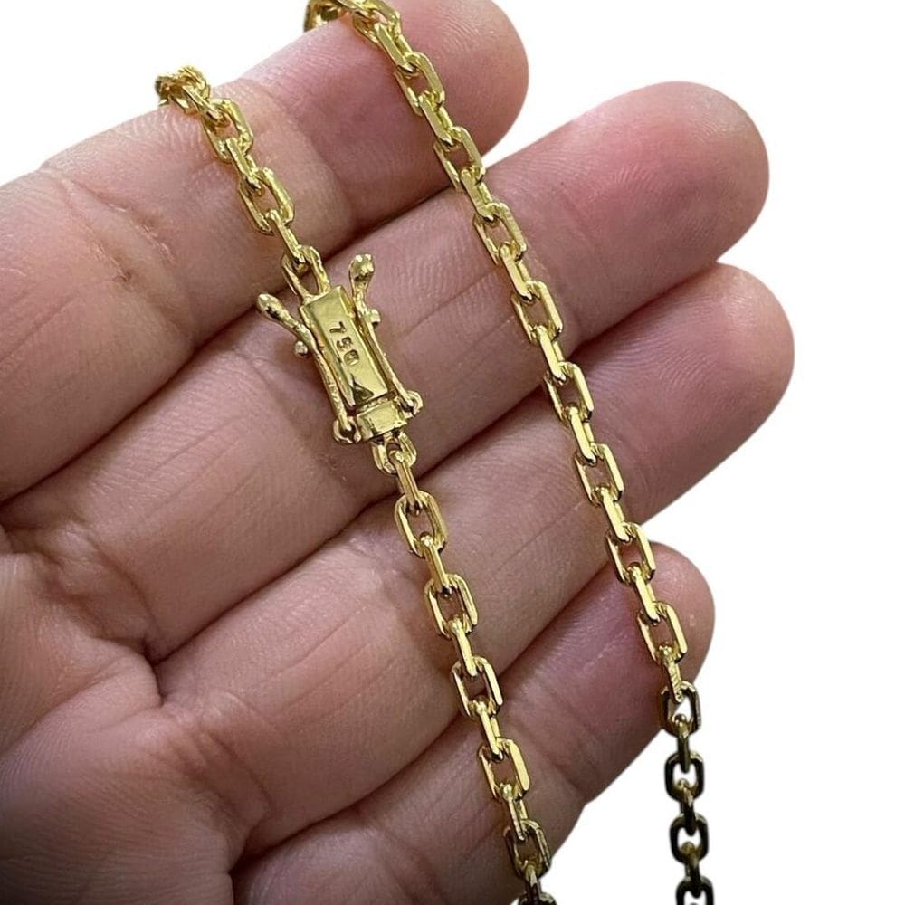 Corrente Cadeado 4Mm Fecho 750 Luxo Banhado A Ouro 18K