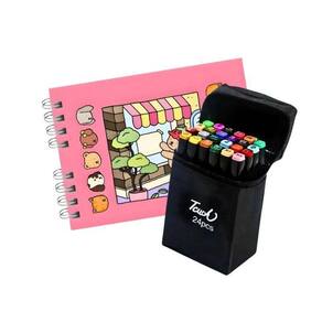 Livro De Colorir Rosa 48 Desenhos + 24 Canetas Marcador