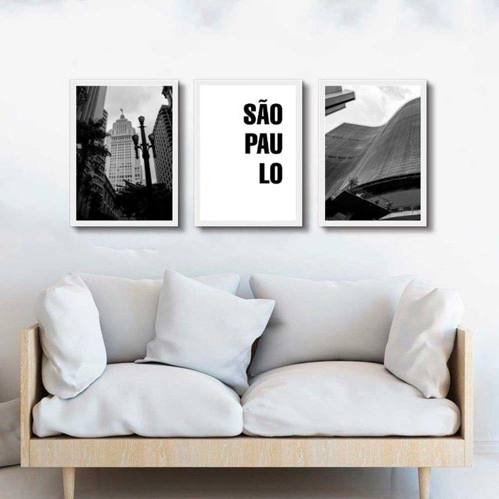 Kit 3 Quadros Decorativos Cidade De 33X24Cm