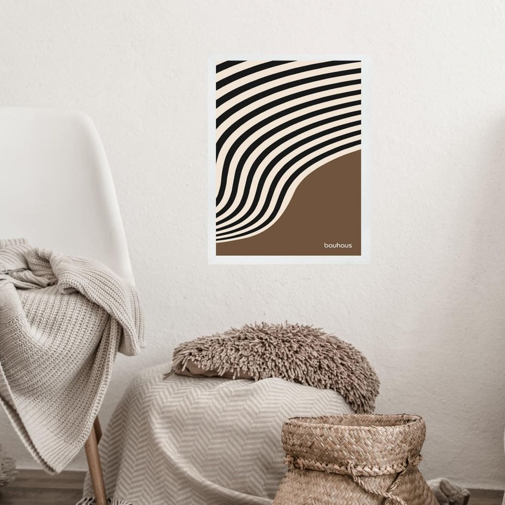 Quadro Bauhaus Marrom - Curved Sinuosity 24X18Cm