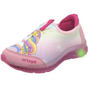 Tenis Infantil Menina Slip On Luz Unicórnio Ortope Dna Light