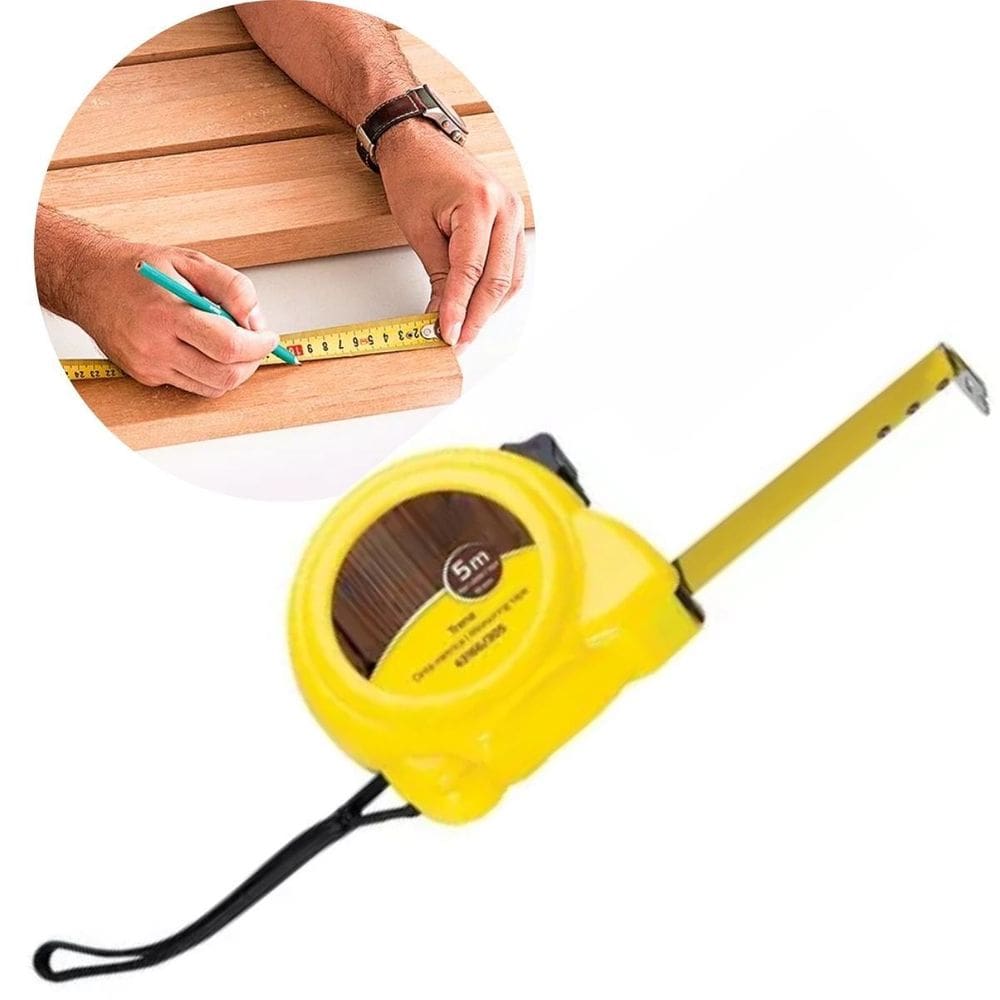 Fita Métrica 5M Em Aço Inoxidável Trava Profissional Alta