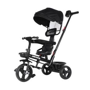 Triciclo Preto Luxo Empurrador Apoio De Pé Proteção Lateral