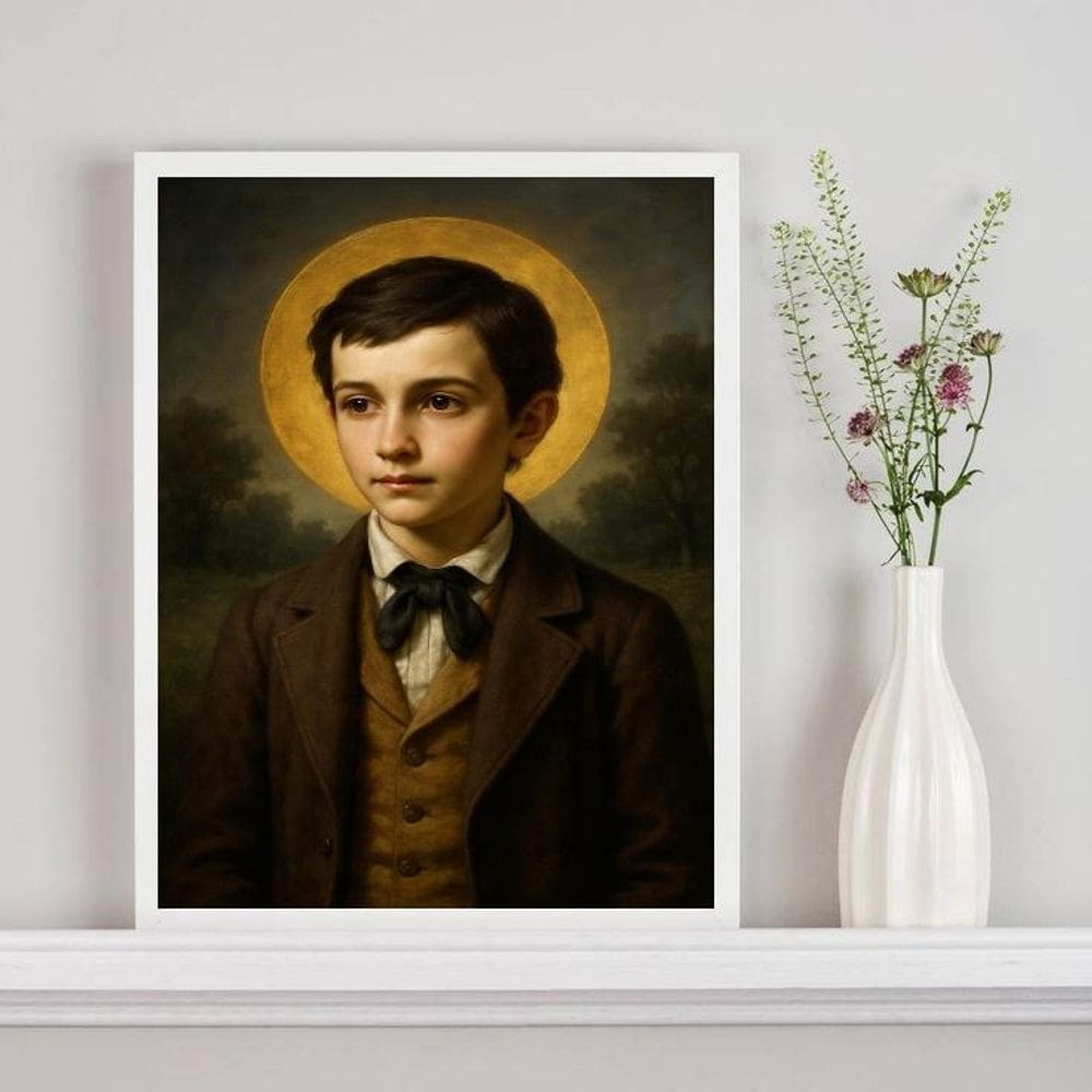 Quadro Decorativo São Domingos Sávio 24X18Cm - Com Vidro