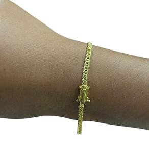 Pulseira Grumet 3Mm Fecho 750 Banhado A Ouro 18K Luxo